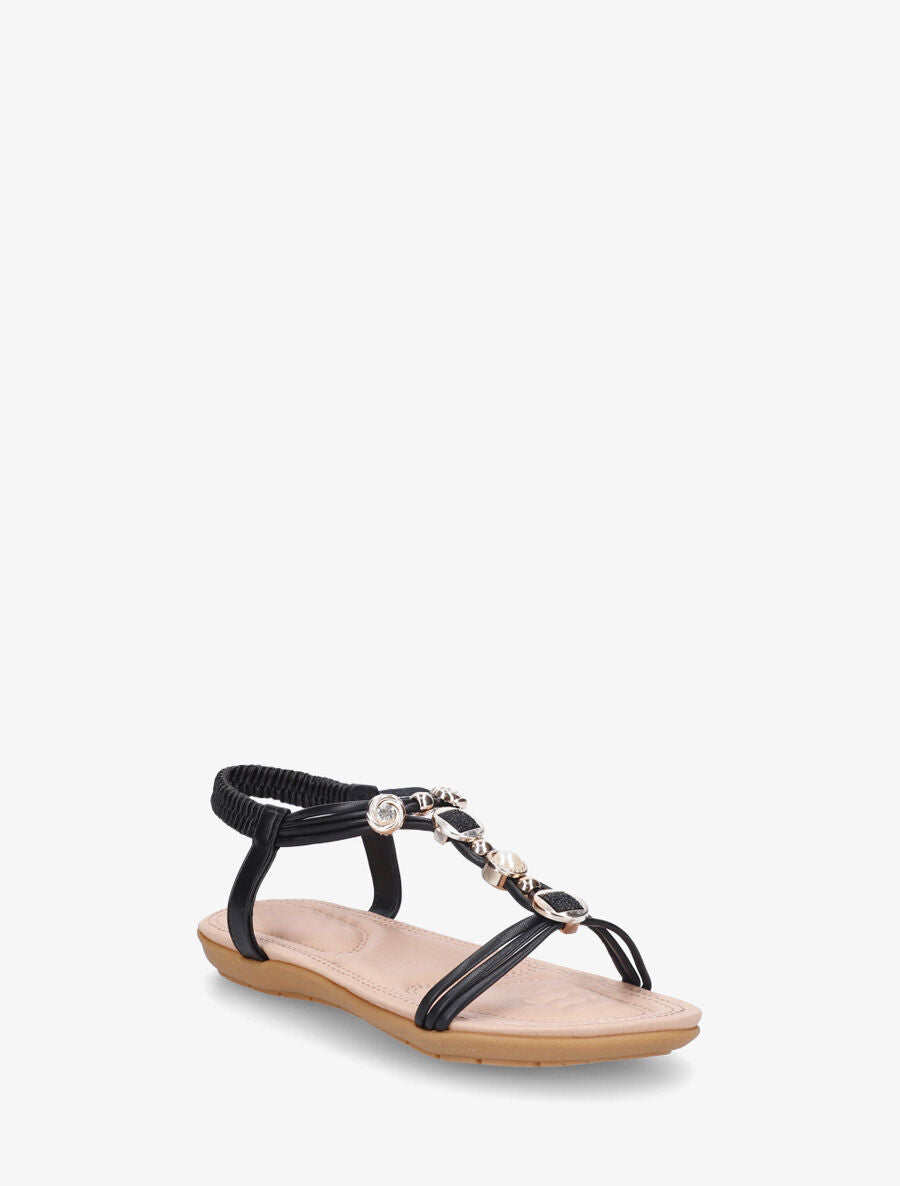 Nu-pieds à empiècement bijoux - Noir - 2