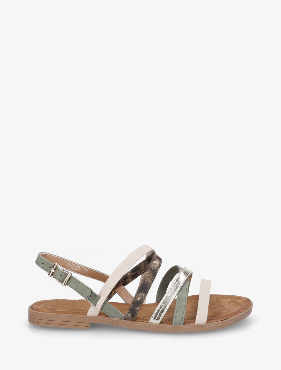 Nu-pieds à multi brides dépareillées - Kaki - 5