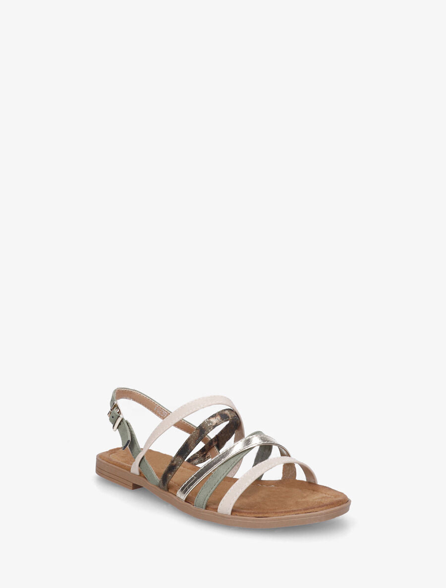 Nu-pieds à multi brides dépareillées - Kaki - 2