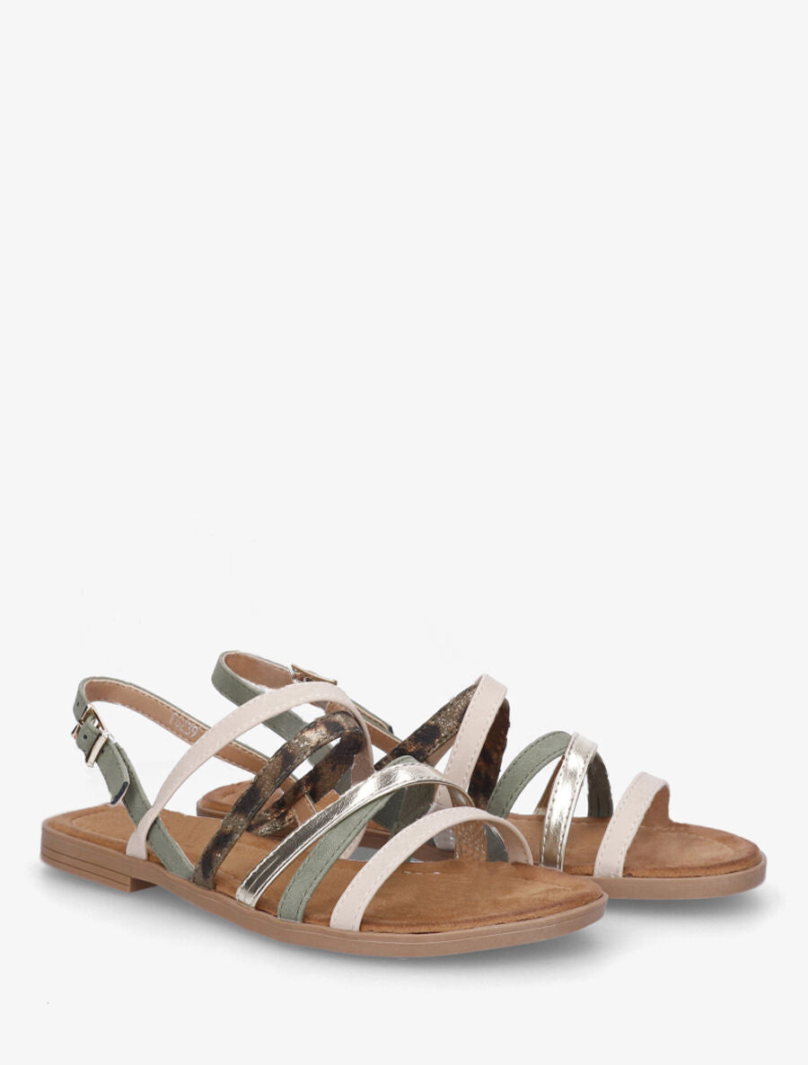 Nu-pieds à multi brides dépareillées - Kaki - 4