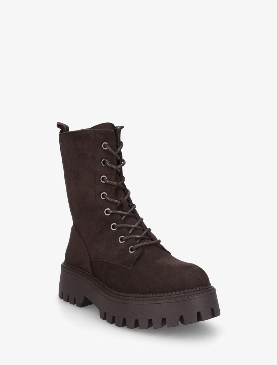 Bottines en suédine style rangers - Chocolat - 2
