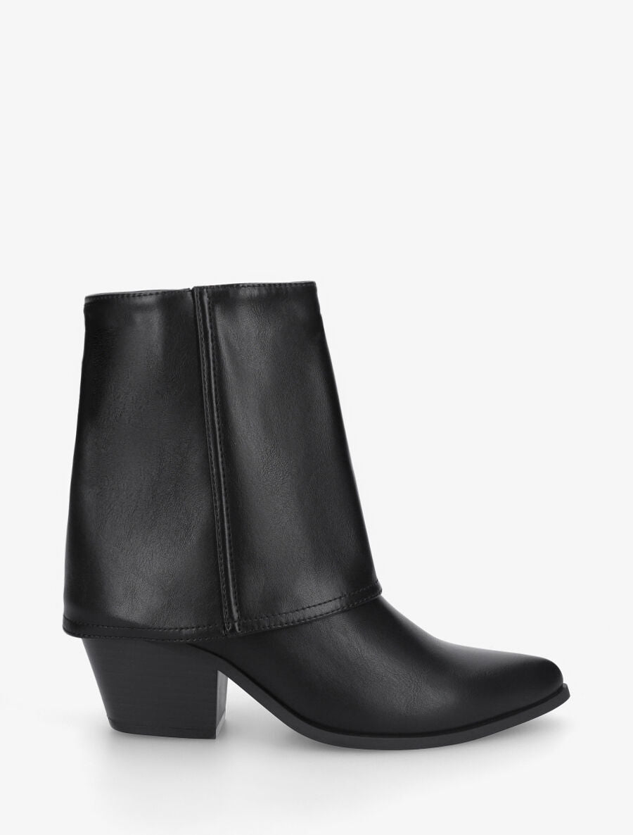 Bottines en simili à revers - Noir - 5