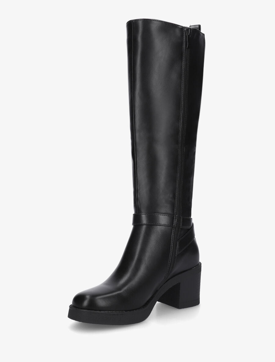 Bottes classiques en simili et talon - Noir - 3