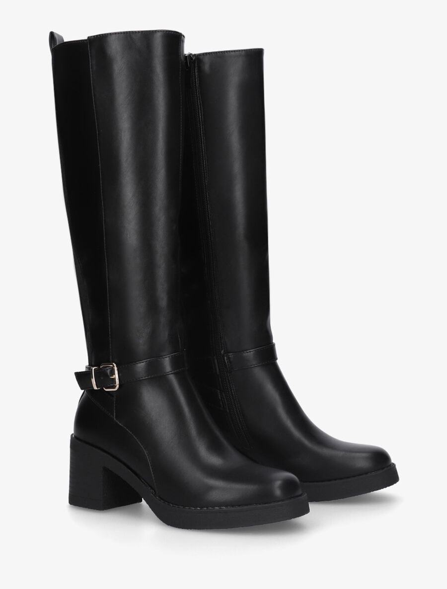 Bottes classiques en simili et talon - Noir - 4
