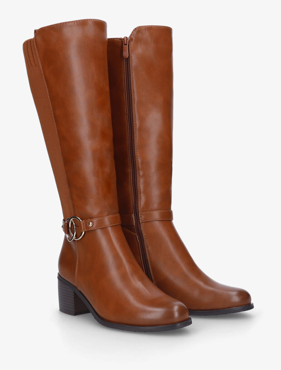 Bottes en simili à talon - Camel - 4