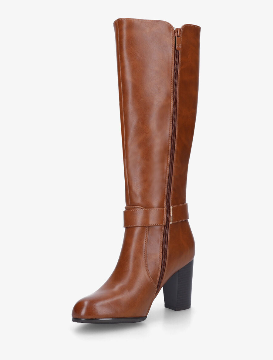 Bottes élastiquées à talon haut - Camel - 3