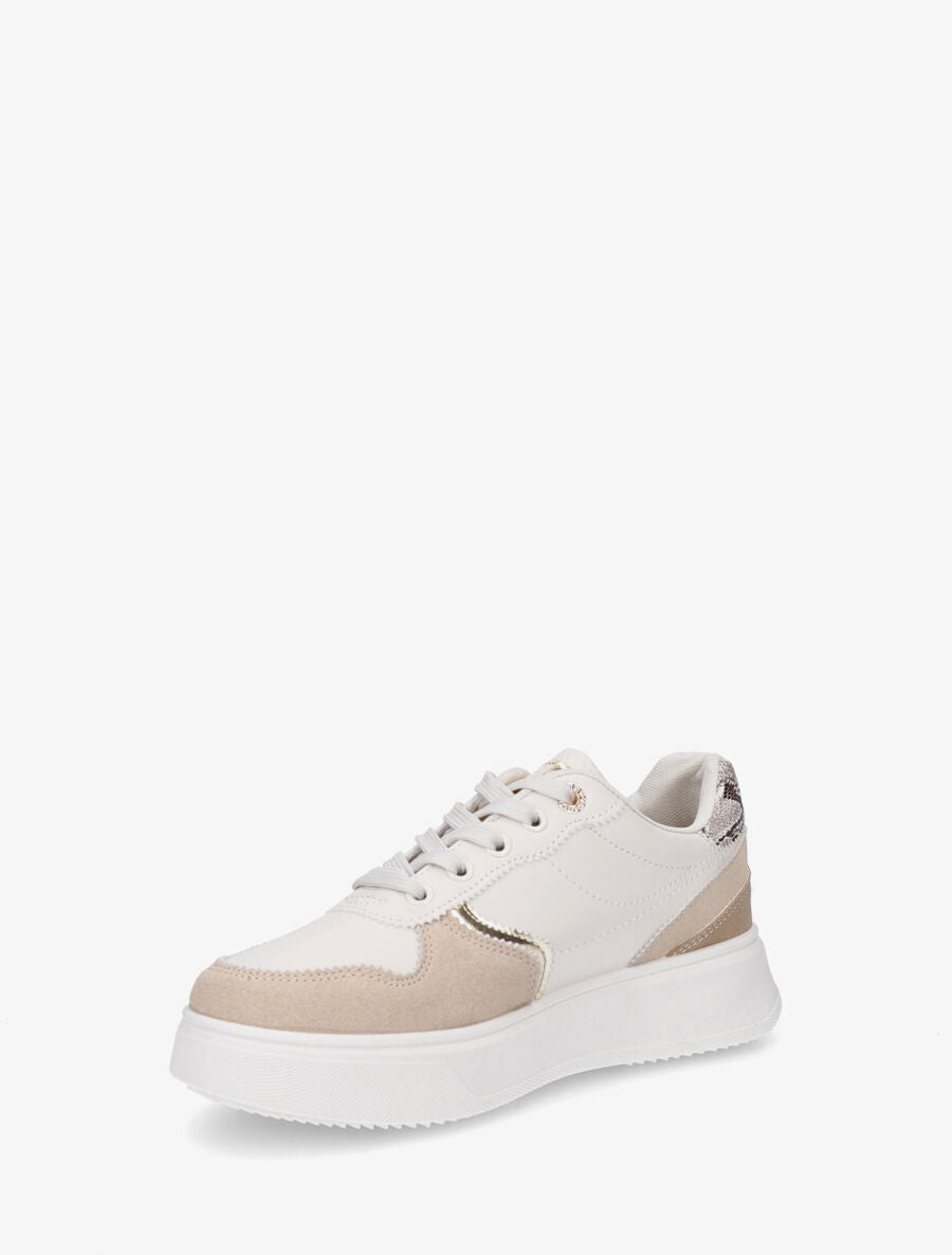 Baskets bimatière contrefort fantaisie - Beige - 3