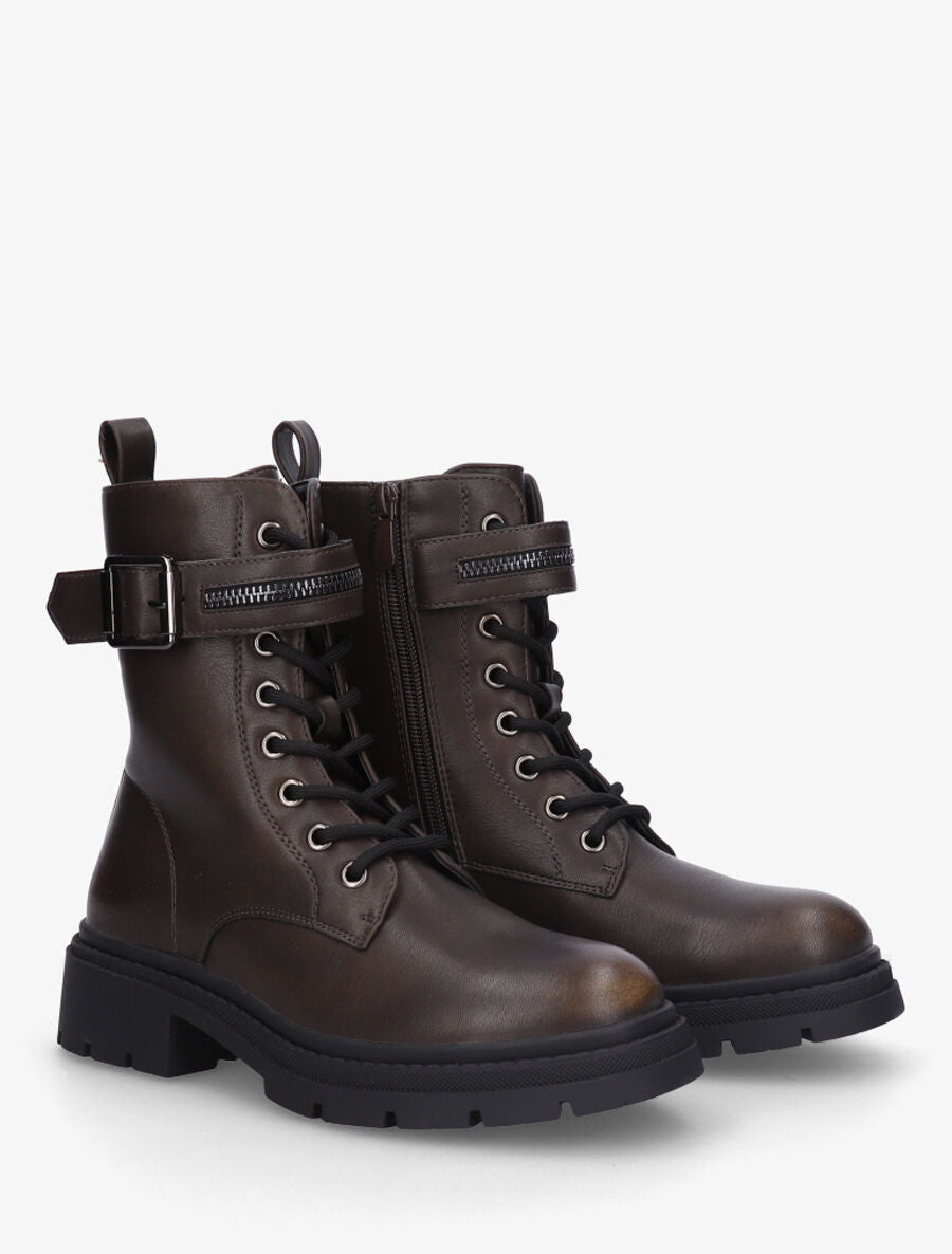 Bottines montantes à lacets - Marron - 4