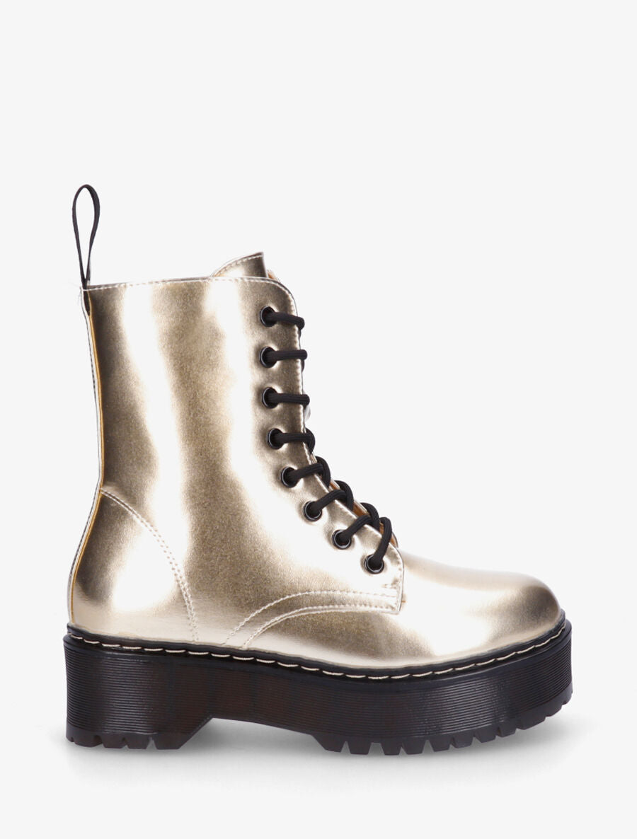 Bottines montantes en simili brillant - Or - 1