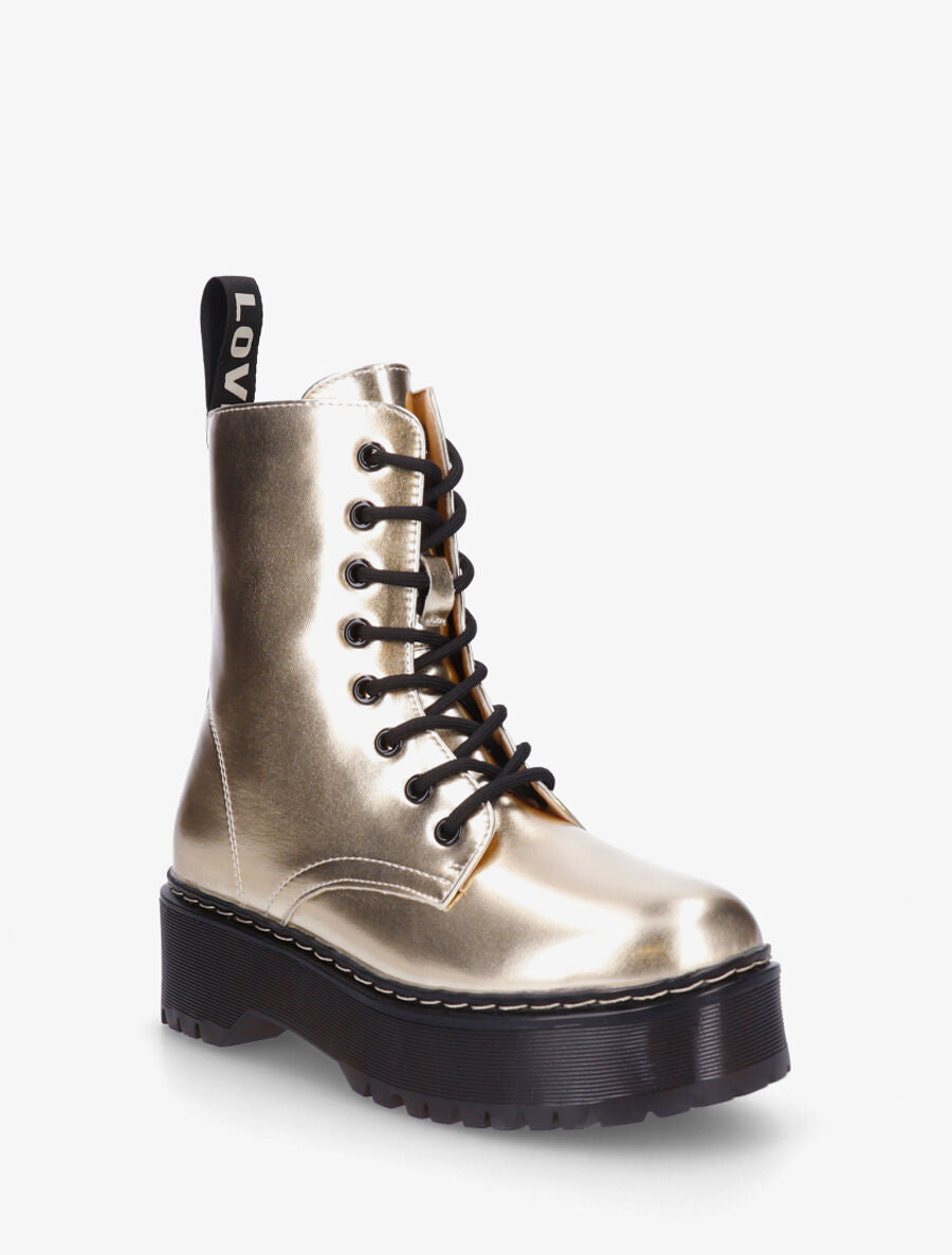 Bottines montantes en simili brillant - Or - 2