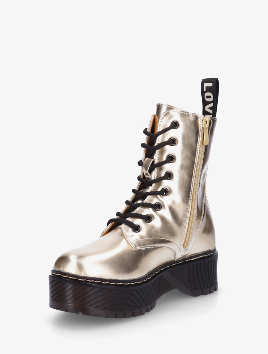 Bottines montantes en simili brillant - Or - 3