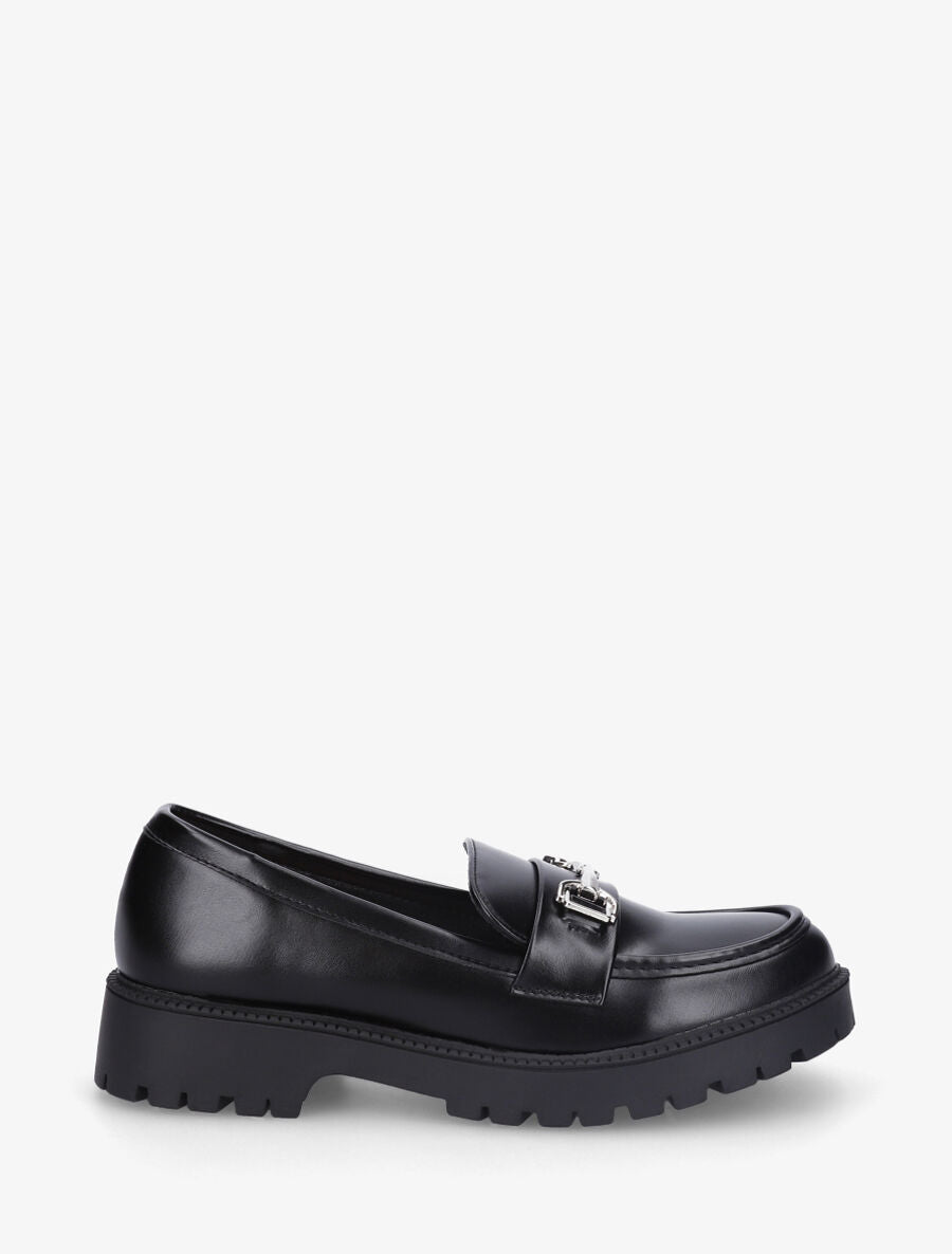 Mocassins en simili à semelle crantée - Noir - 1