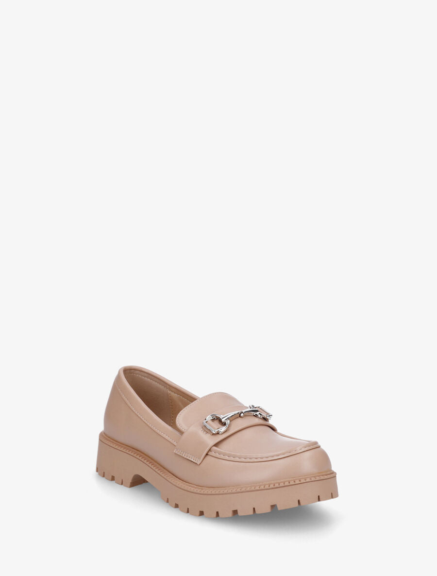 Mocassins en simili à semelle crantée - Taupe - 2