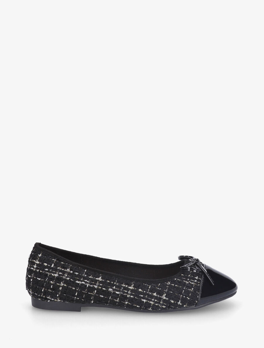 Ballerines effet tweed et nœud - Noir - 5