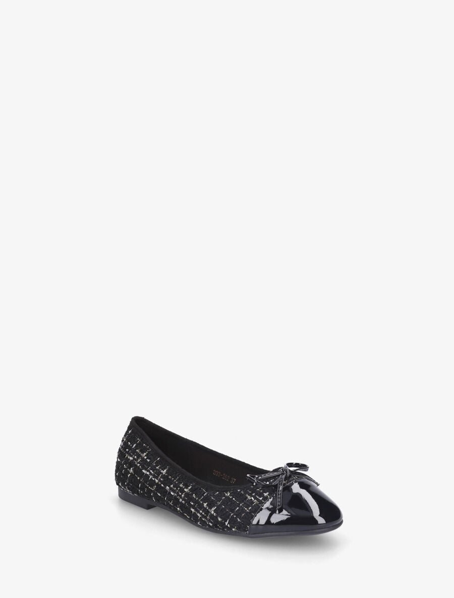 Ballerines effet tweed et nœud - Noir - 2