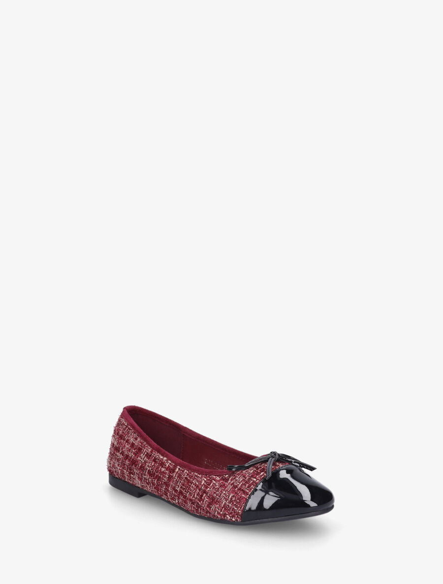 Ballerines effet tweed et nœud - Bordeaux - 2