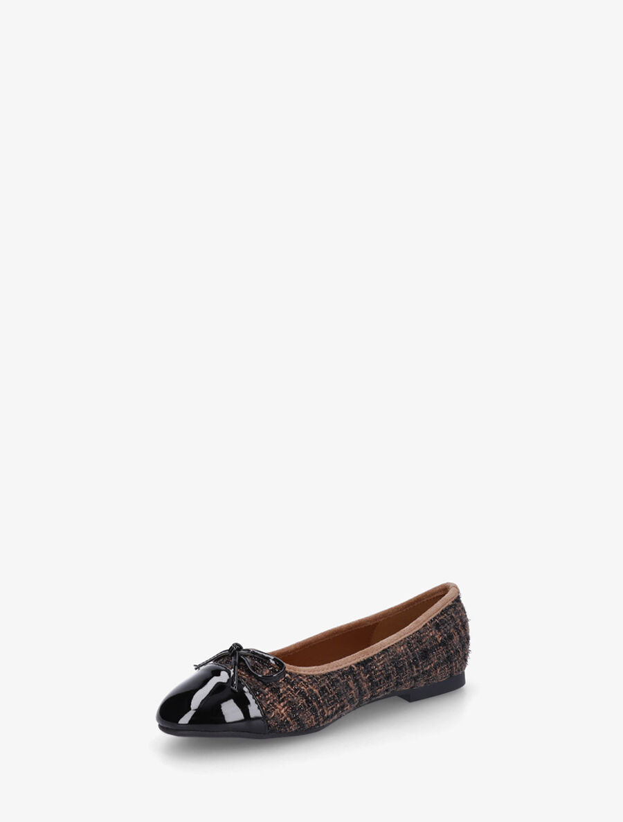Ballerines effet tweed et nœud - Camel - 3