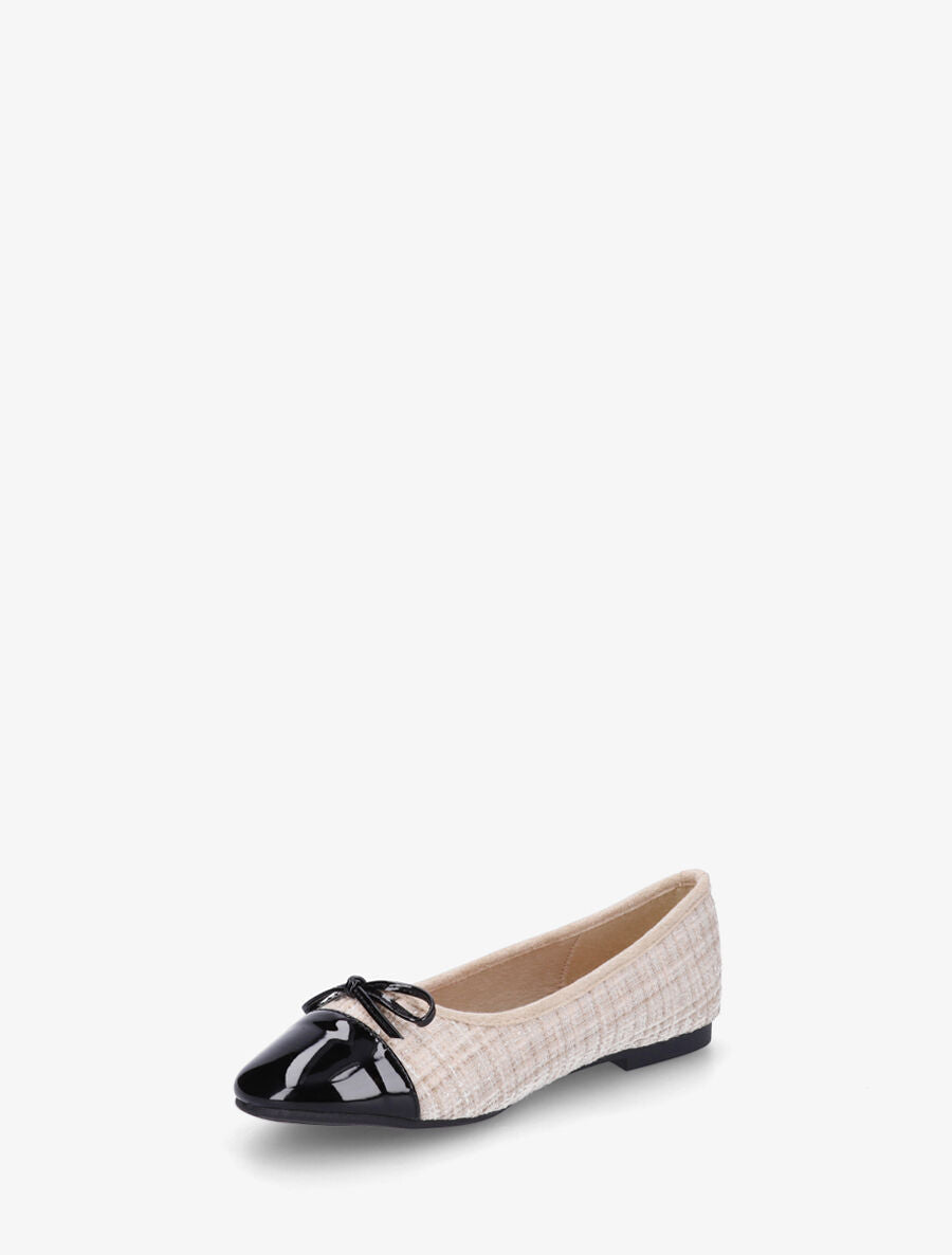 Ballerines effet tweed et nœud - Beige - 3