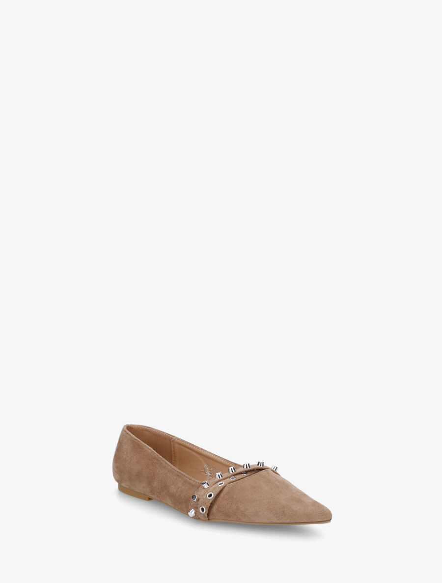 Ballerines en suédine à bout pointu - Beige - 2
