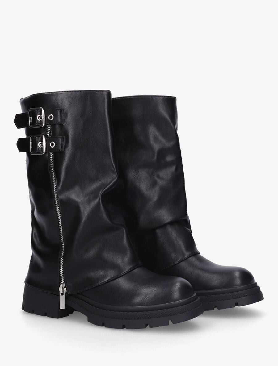 Bottines en simili effet pantalon - Noir - 4