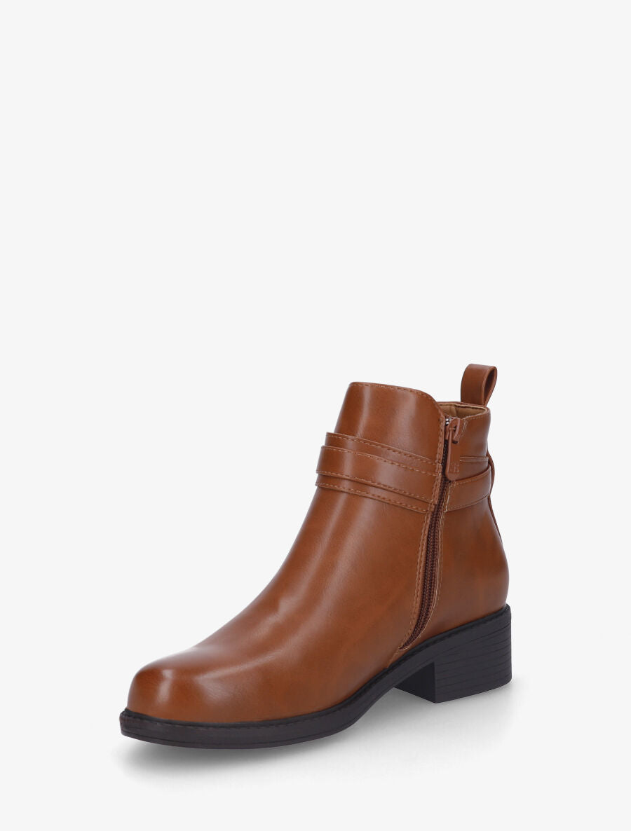 Bottines unies en simili - Camel - 3