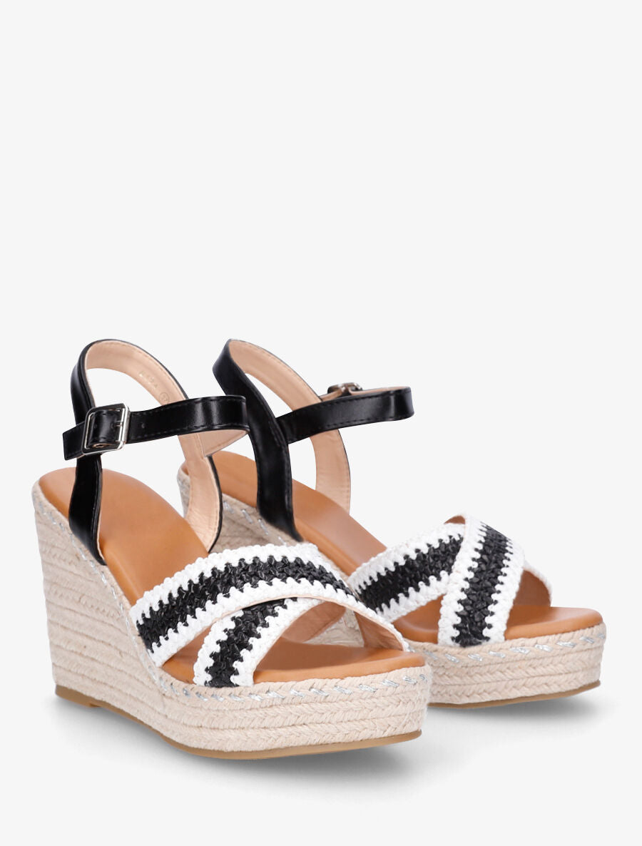 Sandales compensées à brides croisées - Noir - 4