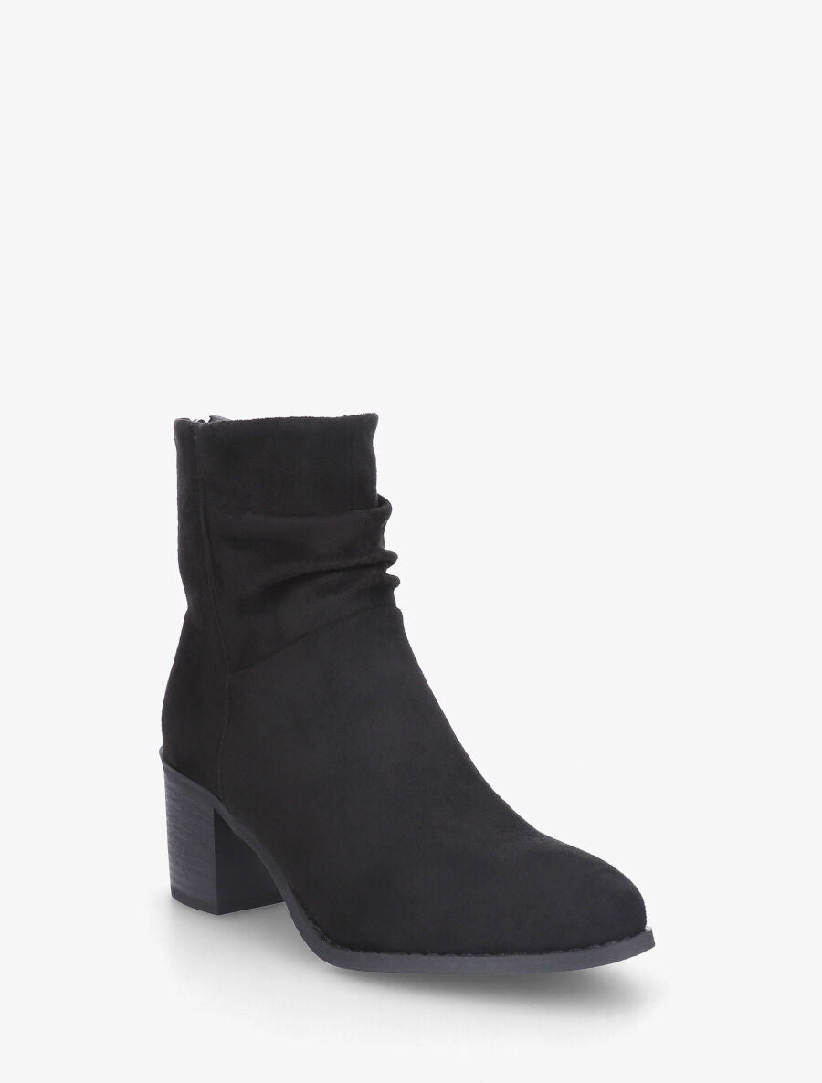 Bottines en suédine effet plissé - Noir - 2