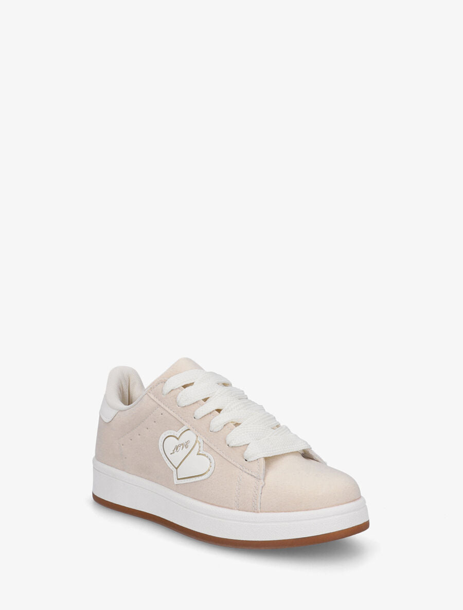 Sneakers en suédine à flocage - Beige - 2