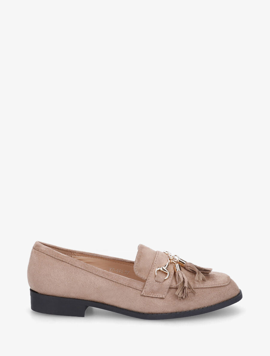 Mocassins unis en suédine - Taupe - 1