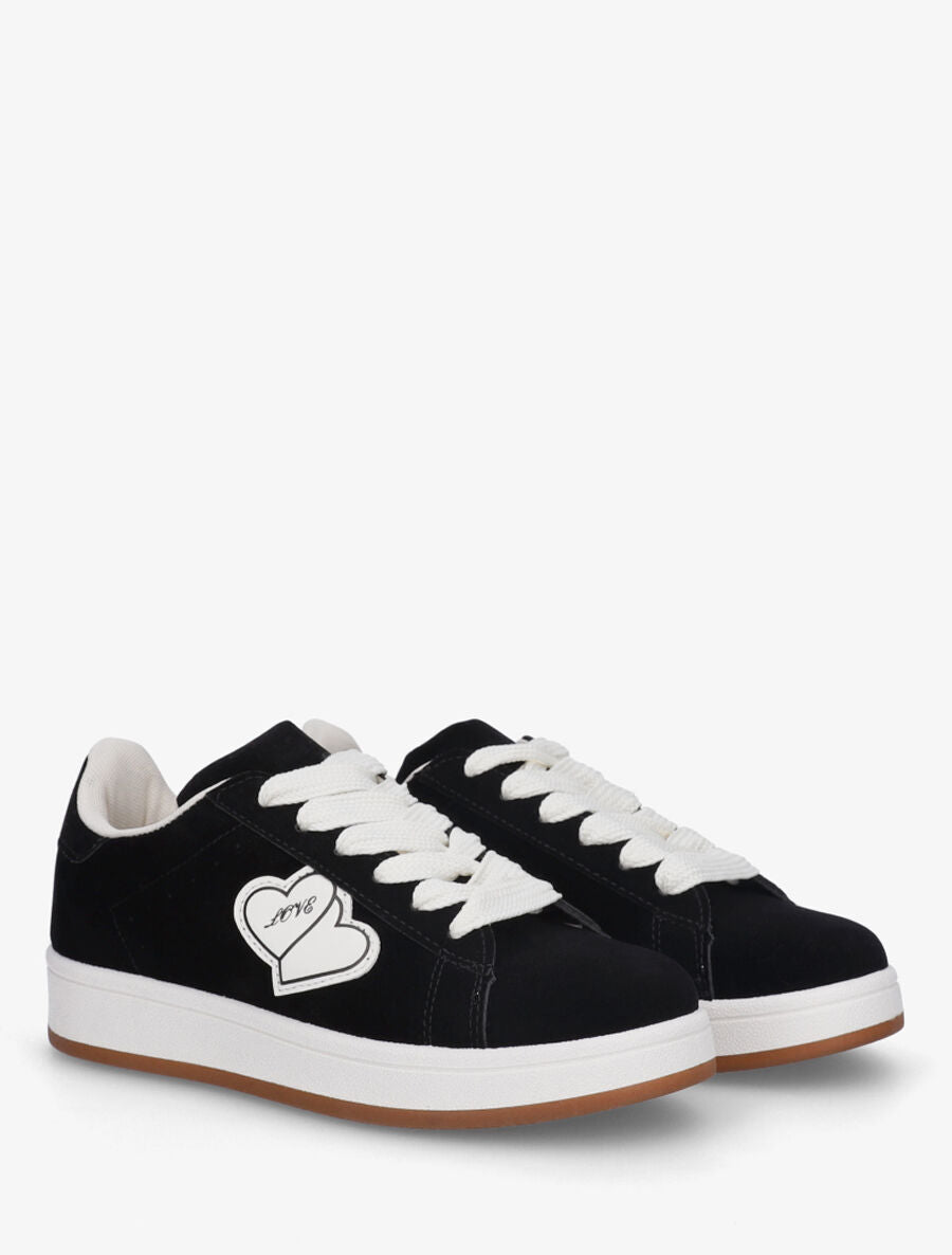 Sneakers en suédine à flocage - Noir - 4