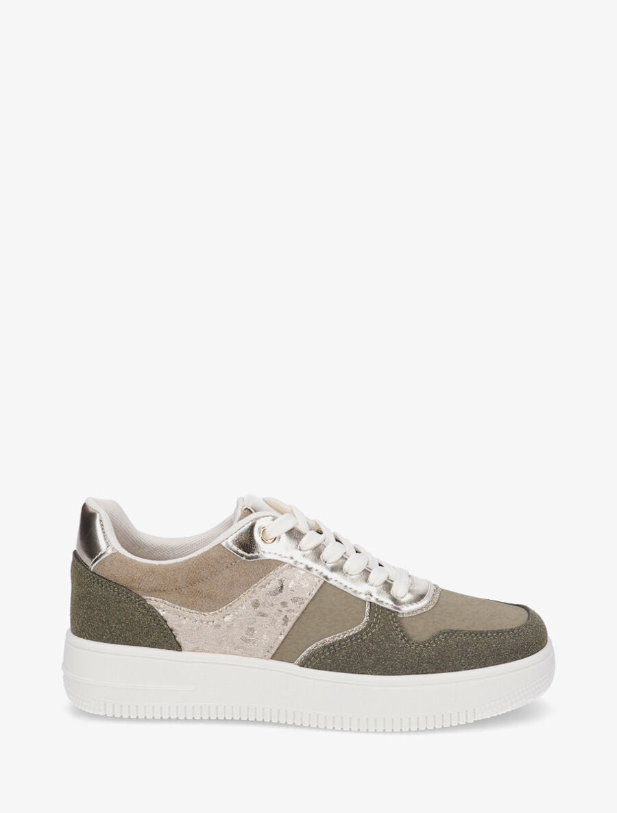 Sneakers à détail irisé et pailleté - Kaki - 5