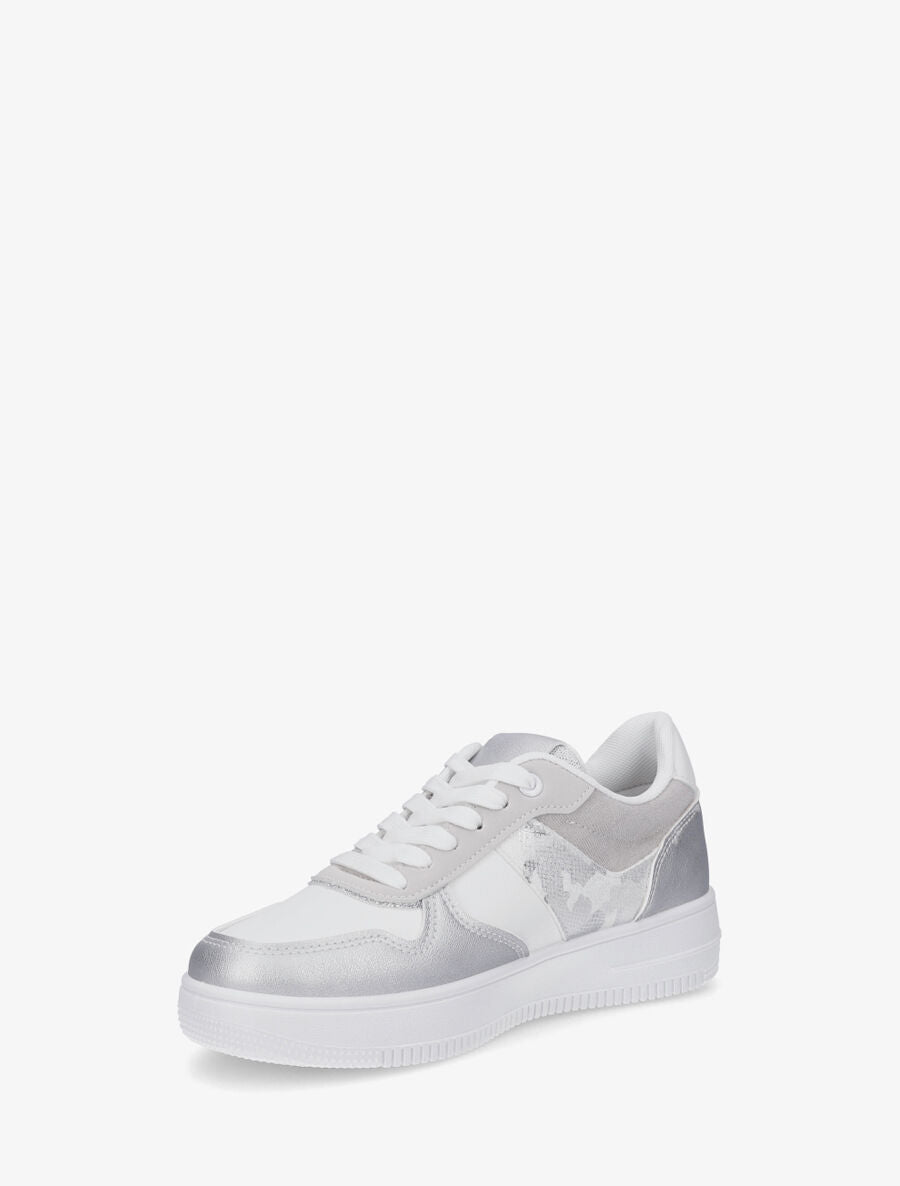 Sneakers à détail irisé et pailleté - Blanc - 3