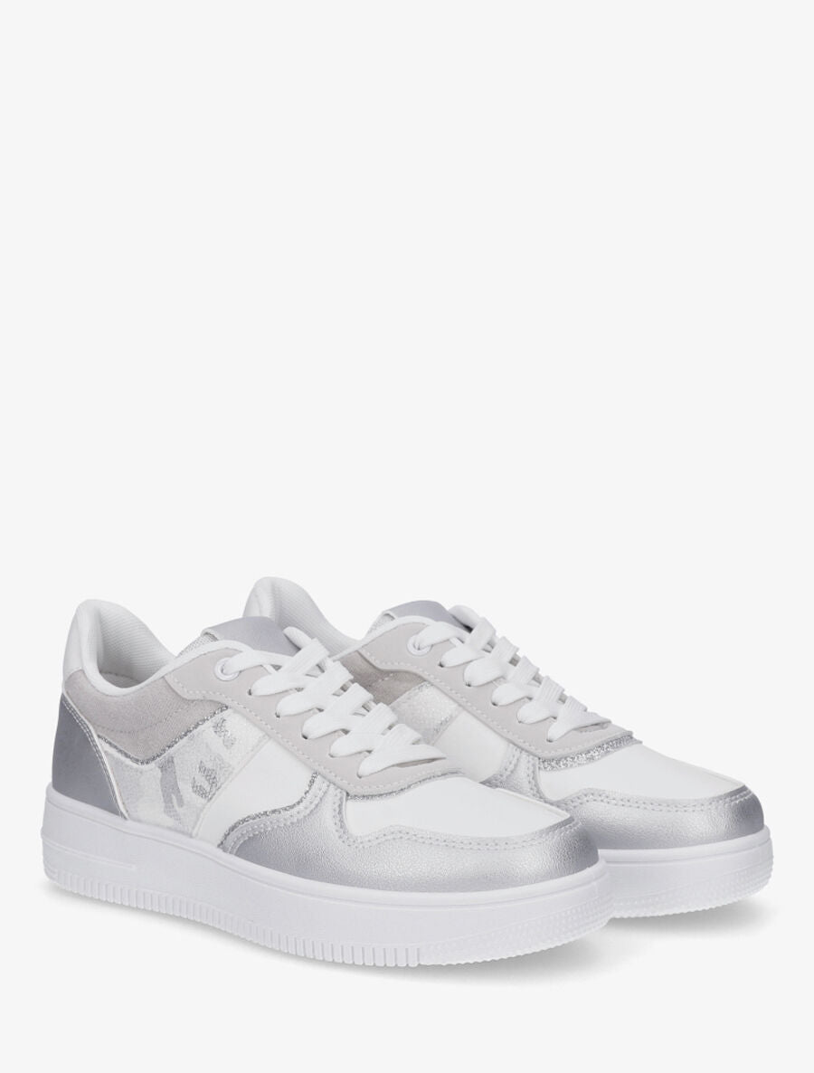 Sneakers à détail irisé et pailleté - Blanc - 4