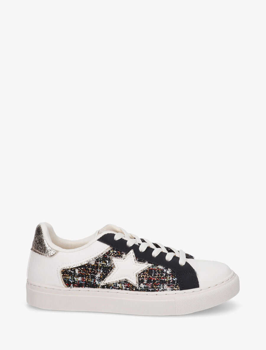 Sneakers en simili à détail étoile - Noir - 1