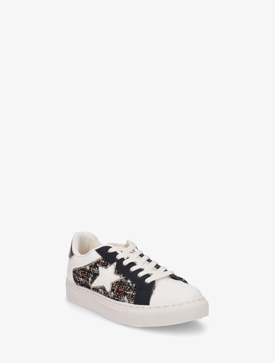 Sneakers en simili à détail étoile - Noir - 2