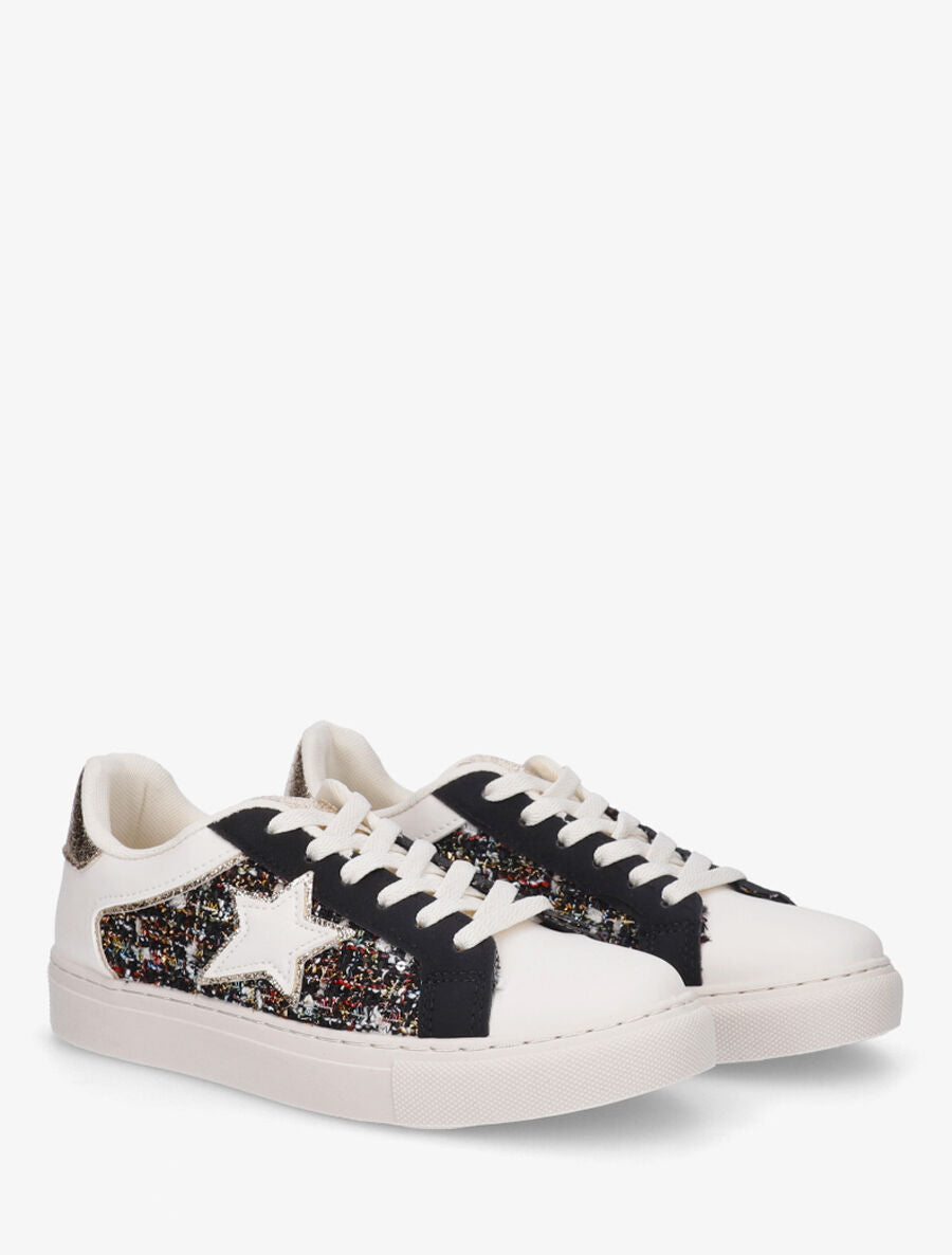 Sneakers en simili à détail étoile - Noir - 4