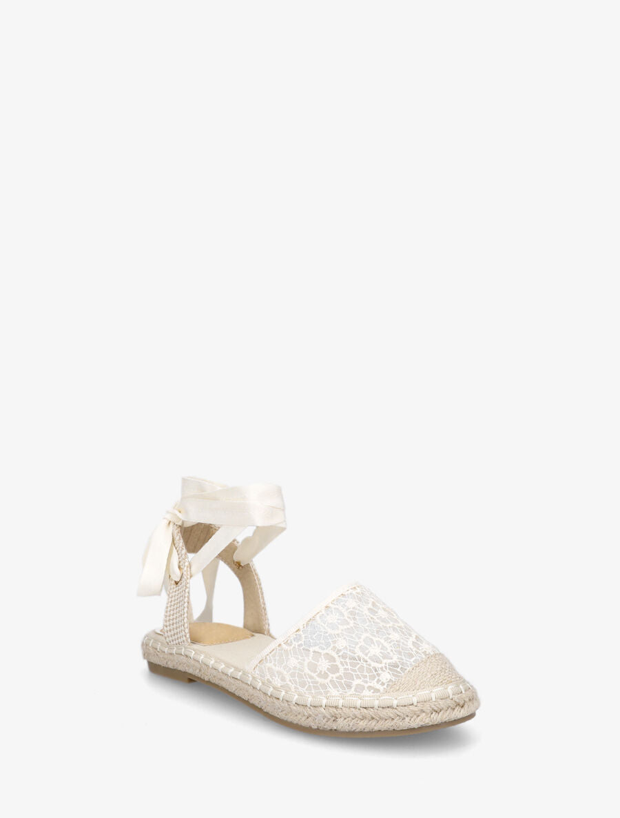Espadrilles avec liens à nouer - Beige - 2