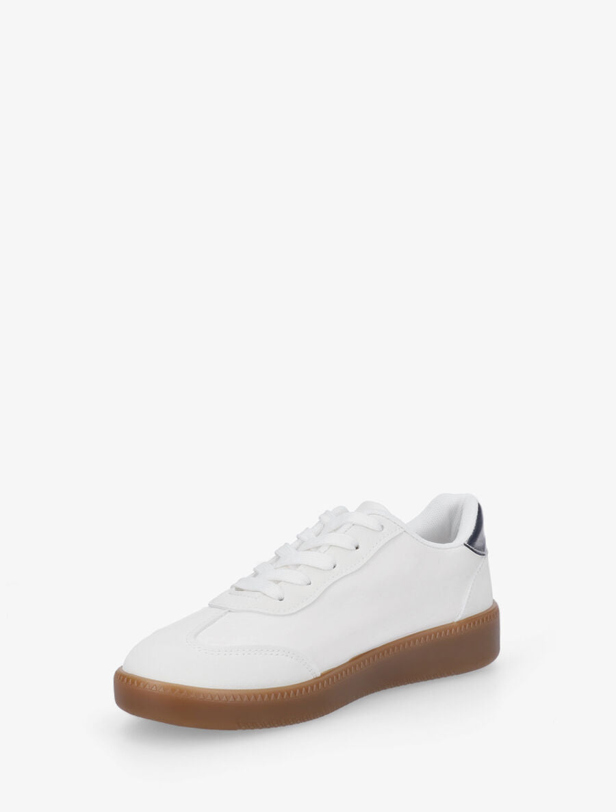 Sneakers à bandes irisées et semelle plate - Blanc - 3