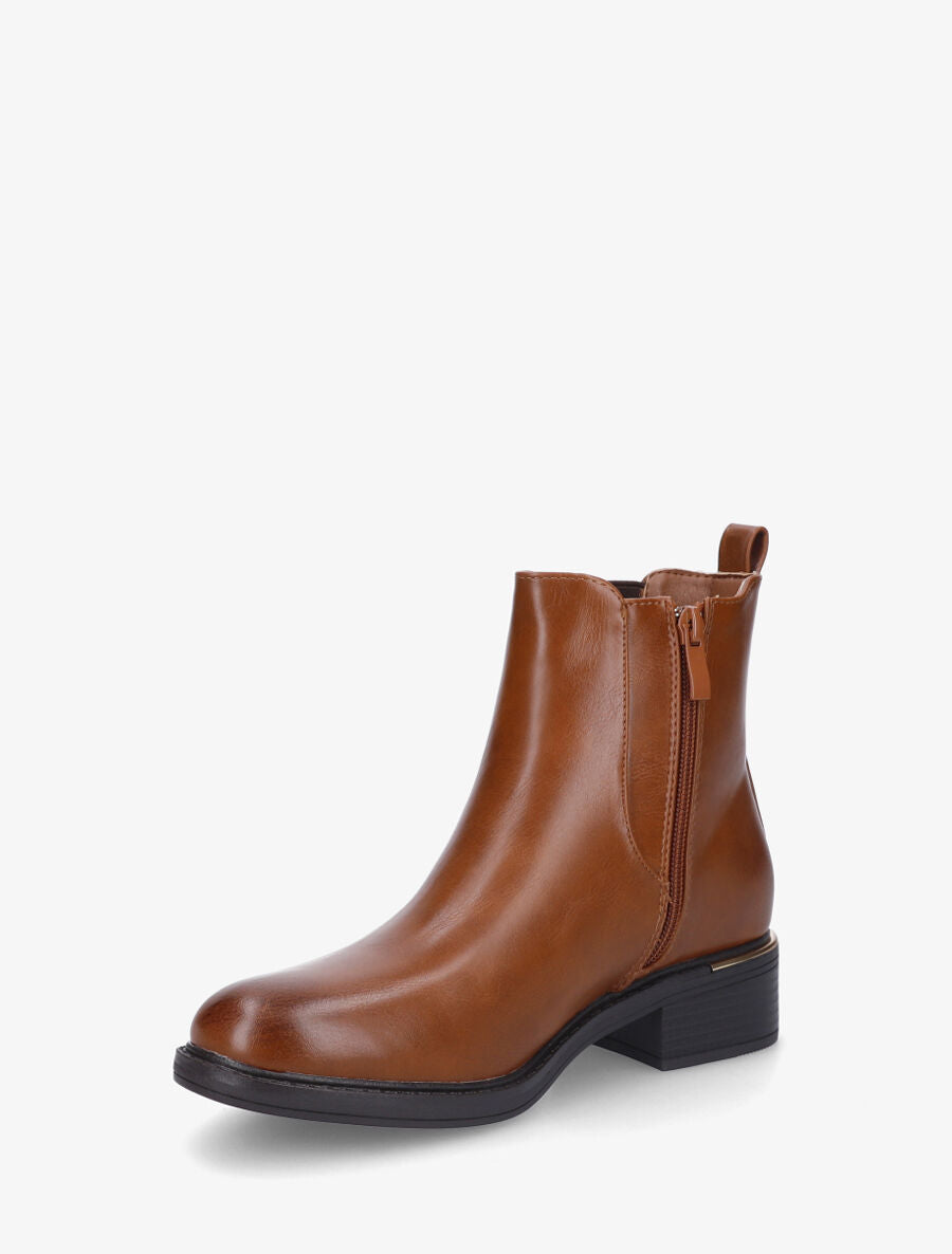 Bottines en simili style chelsea à détail métallique - Camel - 3