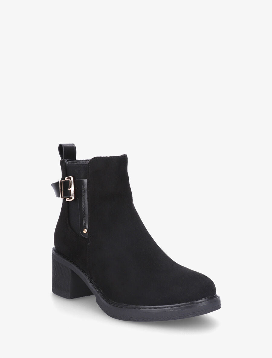 Bottines en suédine à boucle décorative - Noir - 2