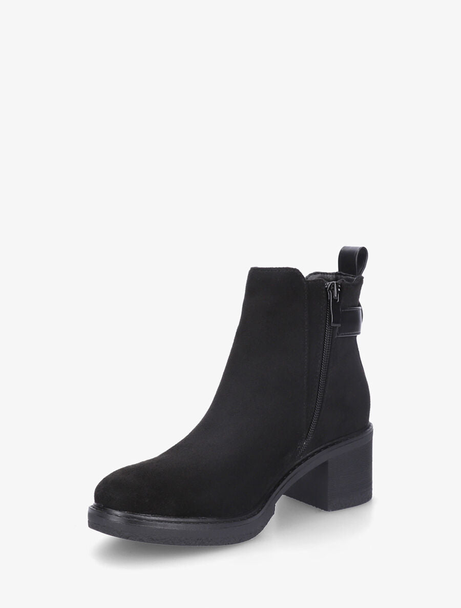 Bottines en suédine à boucle décorative - Noir - 3