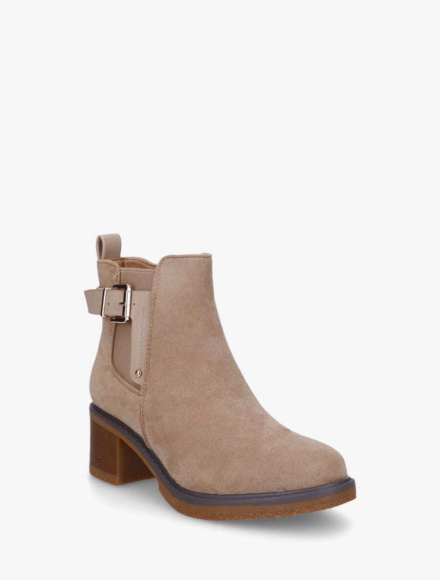 Bottines en suédine à boucle décorative - Taupe - 2