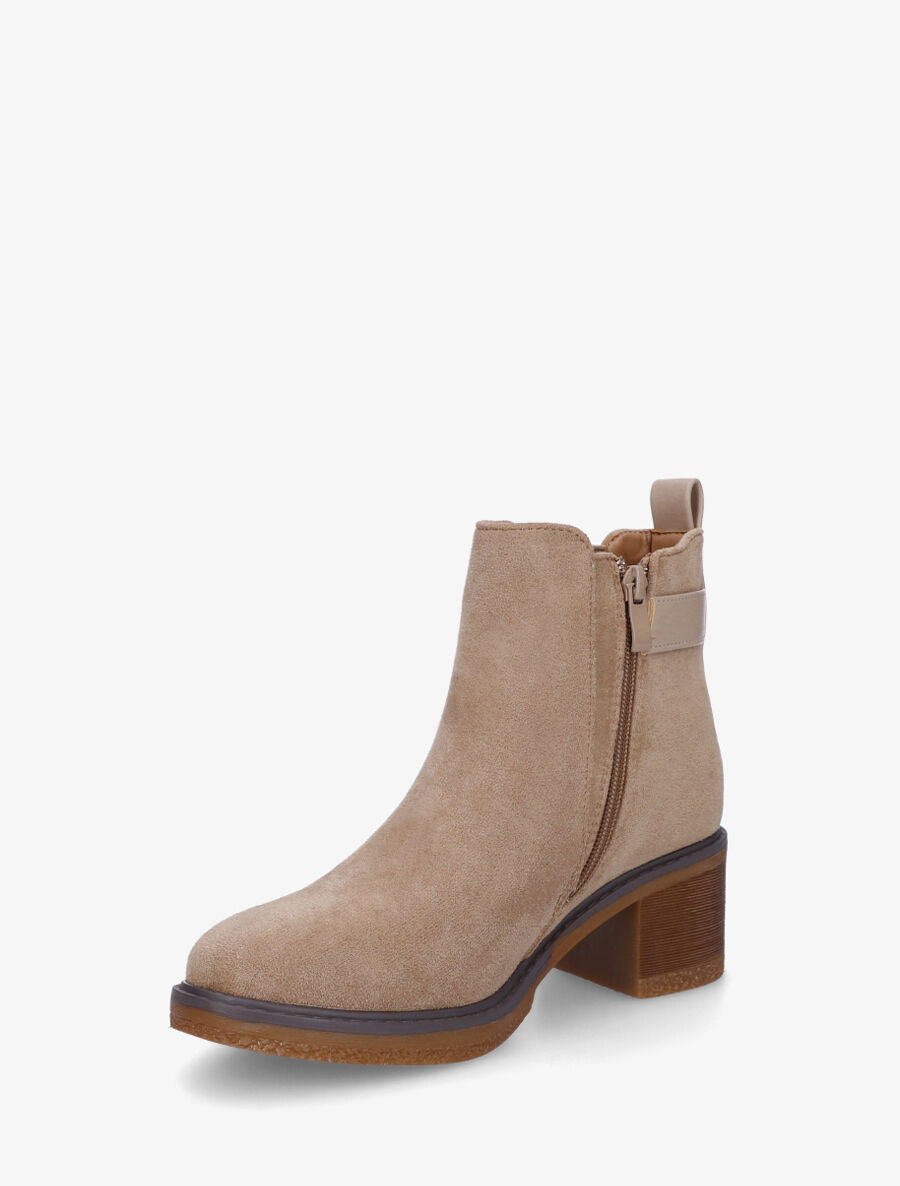 Bottines en suédine à boucle décorative - Taupe - 3