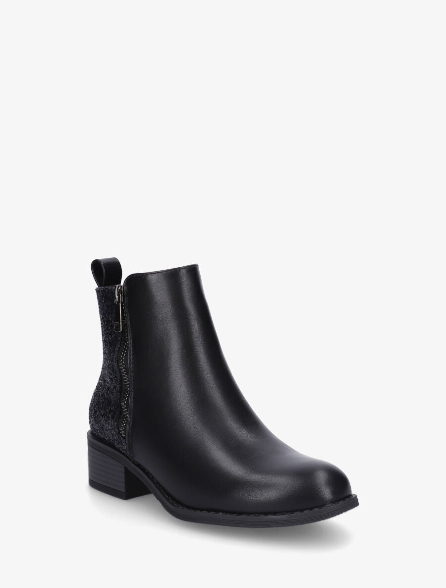 Bottines en simili à contrefort pailleté - Noir - 2