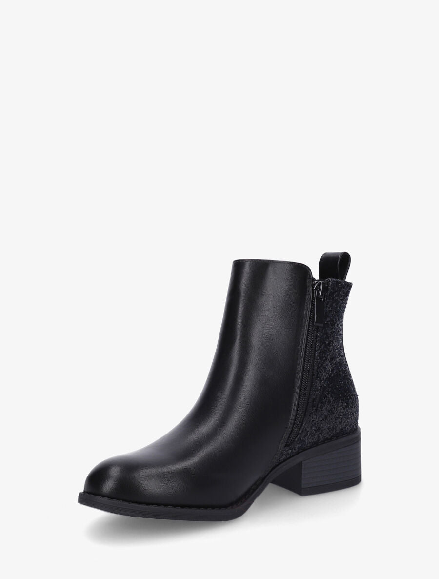 Bottines en simili à contrefort pailleté - Noir - 3