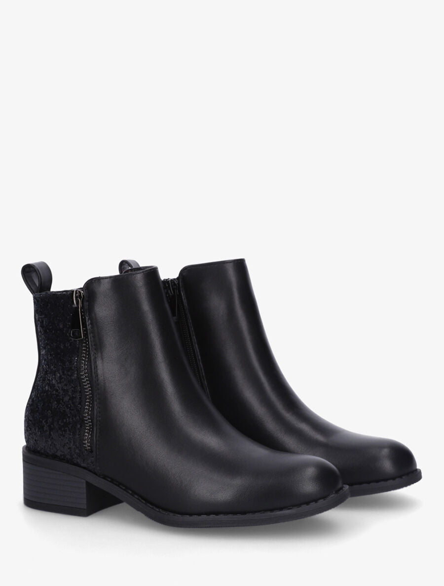 Bottines en simili à contrefort pailleté - Noir - 4