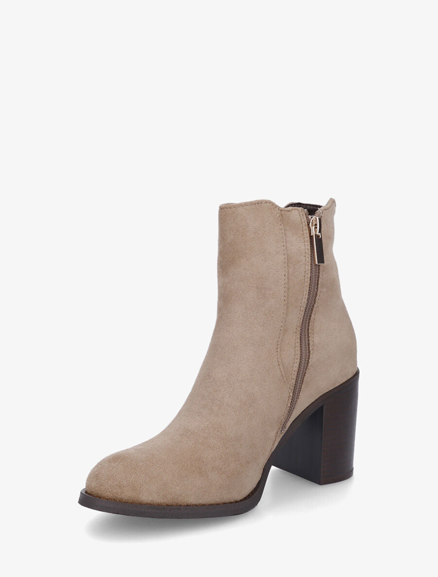Bottines en suédine à talon haut - Taupe - 3