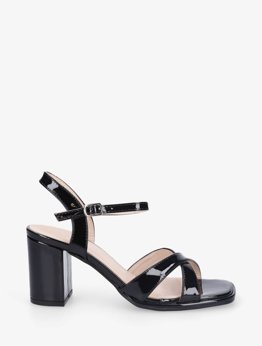 Sandales vernies à talon - Noir - 1
