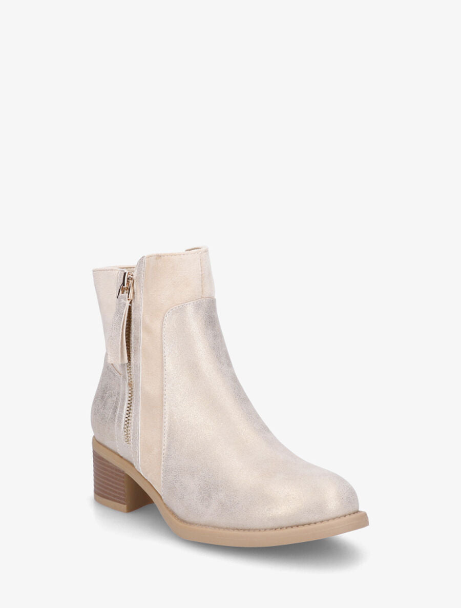 Bottines bi-matière à contrefort croco - Or - 2