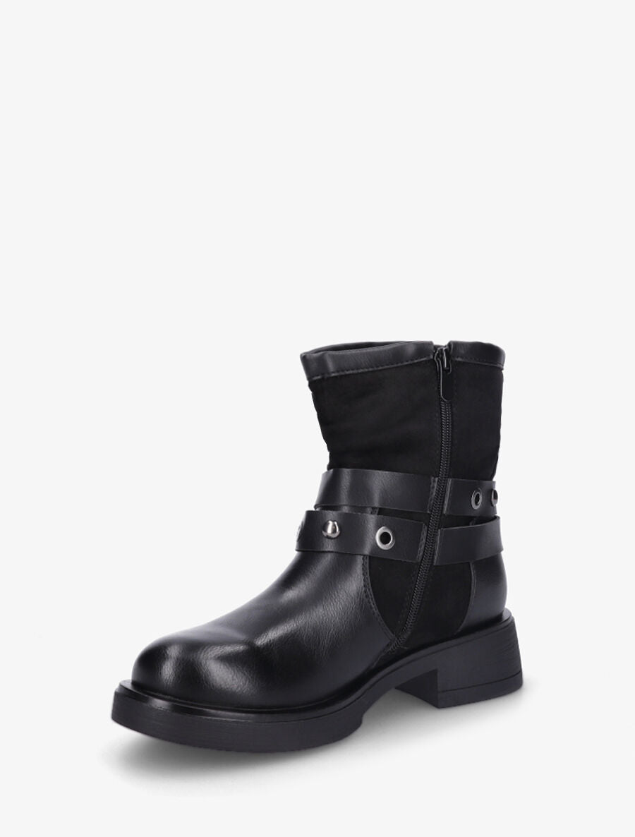 Bottines en simili effet plissé - Noir - 3